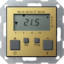 Regulator temperatury pokojowy 230V z zegarem mosiądz System 55 GIRA
