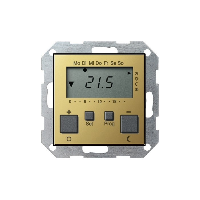 Regulator temperatury pokojowy 230V z zegarem mosiądz System 55 GIRA