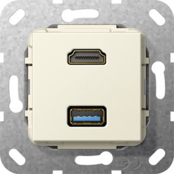 HDMI USB A GIRA - Przejściówka kremowa