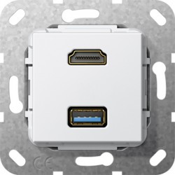 HDMI USB A GIRA - Przejściówka biała