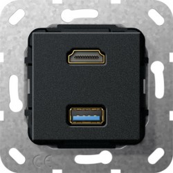 HDMI USB A GIRA - Przejściówka czarna matowa