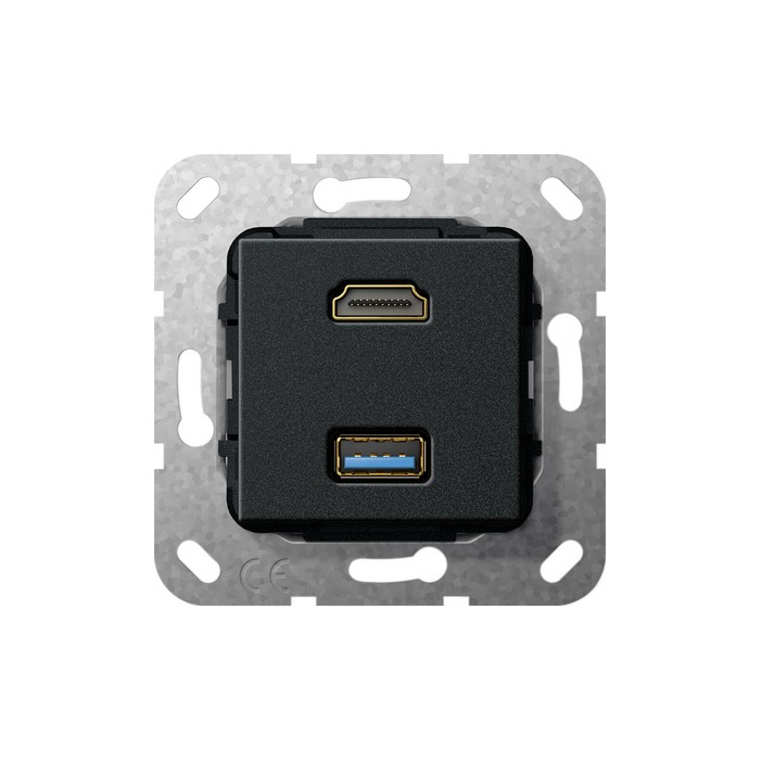 HDMI USB A GIRA - Przejściówka czarna matowa