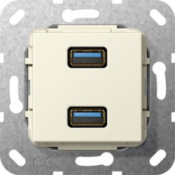 USB 3.0 A podwójne GIRA - Przejściówka kremowa