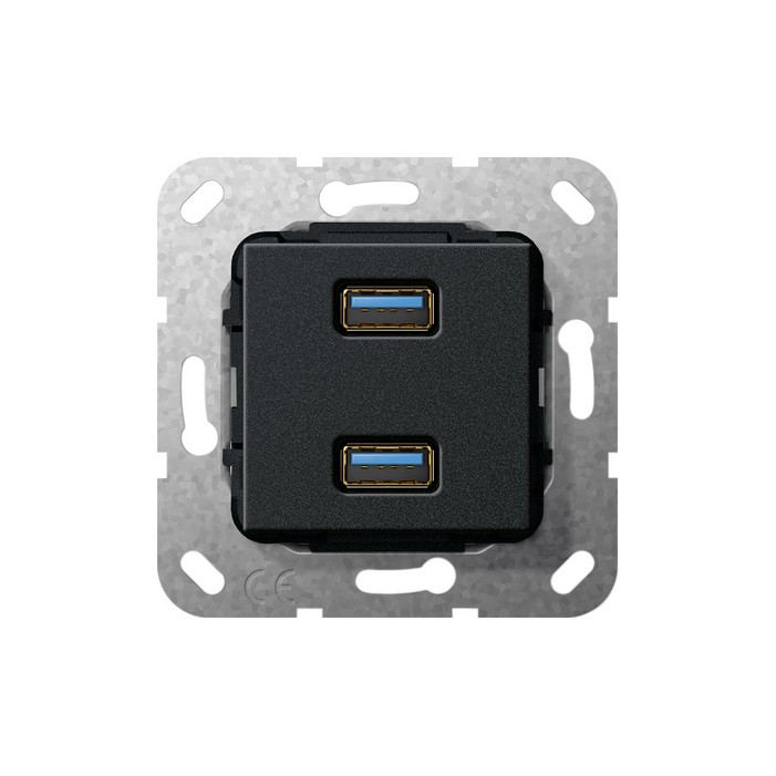 USB 3.0 A podwójne GIRA - Przejściówka czarna matowa