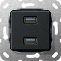 USB 3.0 A podwójne GIRA - Przejściówka czarna matowa