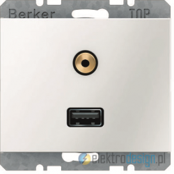 Gniazdo USB / 3.5 mm Audio . śnieżnobiały. połysk. K.1 Berker