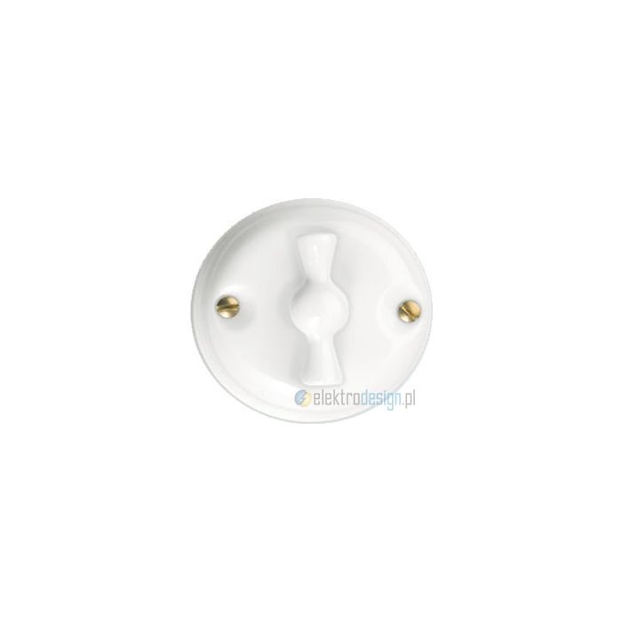 Porcelanowy włącznik obrotowo-pulsacyjny klasyczny, biały, GiGambarelli