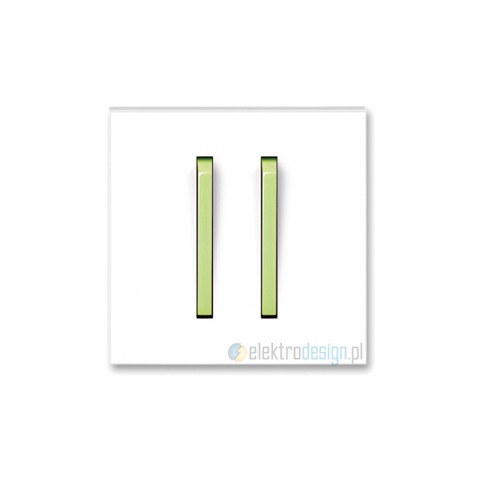 ABB NEO Włącznik podwójny świecznikowy biały/lodowo zielony