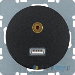 Gniazdo USB / 3.5 mm Audio czarny połysk Berker R.1/R3