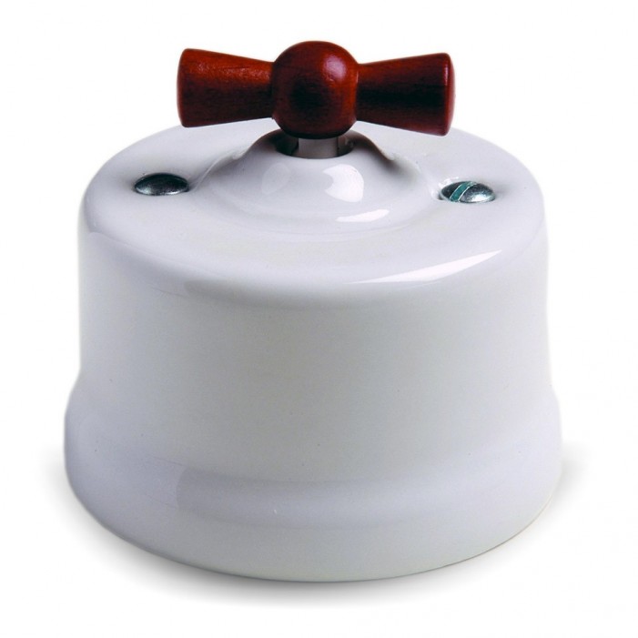 Fontini Garby porcelanowy włącznik biały uniwersalny / retro knob