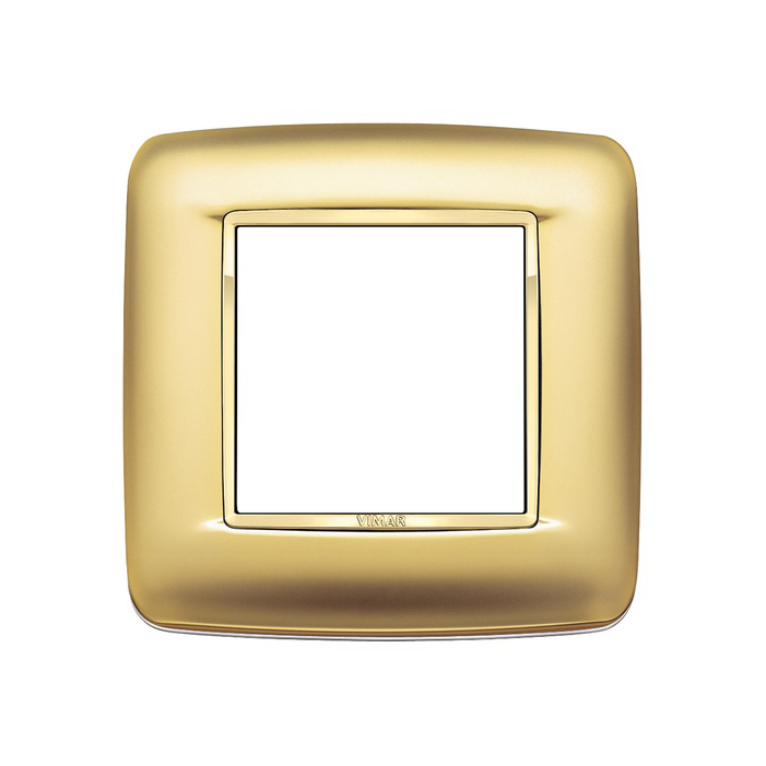 Ramka Vimar Eikon Chrome Round, satynowe złoto, metal rafinowany, 2M