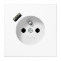 Gniazdo z uziemieniem białe z ładowarką USB-A Jung LS 990