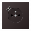 Gniazdo z uziemieniem czarny dark z ładowarką USB-A Jung LS Aluminium