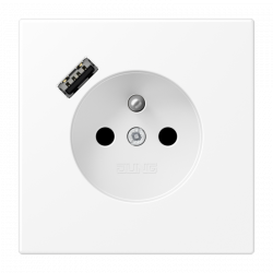 Gniazdo z uziemieniem biały mat z ładowarką USB-C Jung LS 990