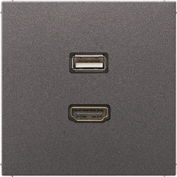 Gniazdo HDMI i USB 2.0 aluminium antracytowe Jung LS Aluminium