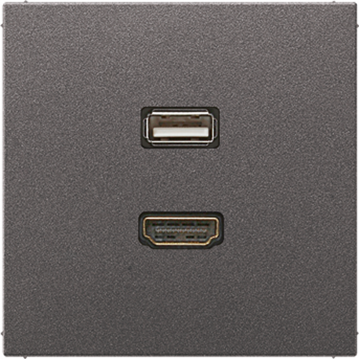 Gniazdo HDMI i USB 2.0 aluminium antracytowe Jung LS Aluminium