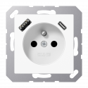 Gniazdo z uziemieniem białe z ładowarką USB-C i USB-A Jung A-Creation