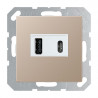 Gniazdo z ładowarką USB-C i USB-A szampański Jung A-Creation