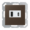 Gniazdo z ładowarką USB-C i USB-A mokka Jung A-Creation