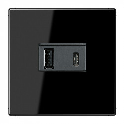 Gniazdo z ładowarką USB-C i USB-A czarny Jung LS 990