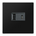 Gniazdo z ładowarką USB-C i USB-A czarny mat Jung LS 990