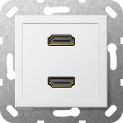Gniazdo łącznik podwójny HDMI biały