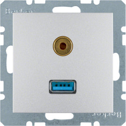 Gniazdo USB / 3.5 mm Audio aluminium Berker B.3/B.7
