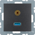 Gniazdo USB / 3.5 mm Audio antracyt Berker B.3/B.7