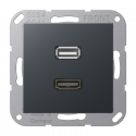 Gniazdo HDMI i USB 2.0 antracyt Jung A Creation/ A 550 / A FLOW