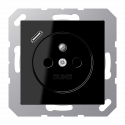 Gniazdo z uziemieniem czarny z ładowarką USB-C Jung A-Flow/A550