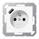 Gniazdo z uziemieniem białe z ładowarką USB-A Jung A-Flow/A550