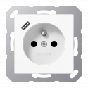 Gniazdo z uziemieniem białe z ładowarką USB-C Jung A-Flow/A550