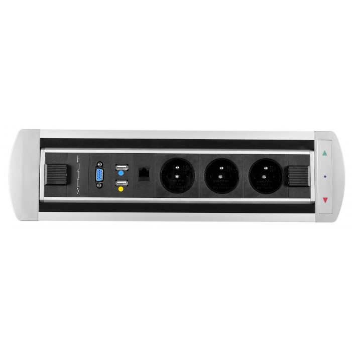 Mediaport obrotowy, 3 x 230V + 1 x RJ45 + 2 x USB + 1 x Video, VAULT Rolbox 