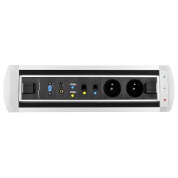 Mediaport obrotowy, 2 x 230V + 2 x RJ45 + 2 x USB + Video + 2 x Mini Jack, VAULT Rolbox 