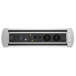 Mediaport obrotowy, 2 x 230V + 2 x RJ45 + USB + Video + Audio + HDMI + VGA, VAULT Rolbox 