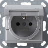 Gniazdo z bolcem i klapką (IP44) i zabezp. alu 16A System 55 GIRA